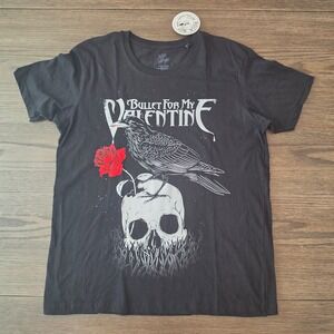 Bullet‎ For My Valentine Raven Skull Rose Band T-Shirt Black XL
